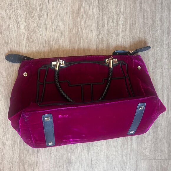 V°73 Magenta Velvet Satchel with Black Braided Handles – Made in Italy - Picture 4 of 6
